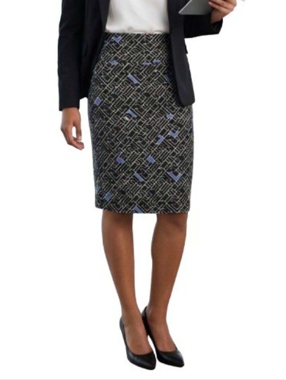 Lularoe Black Print Cassie Skirt Pencil Pull-on Stretch•